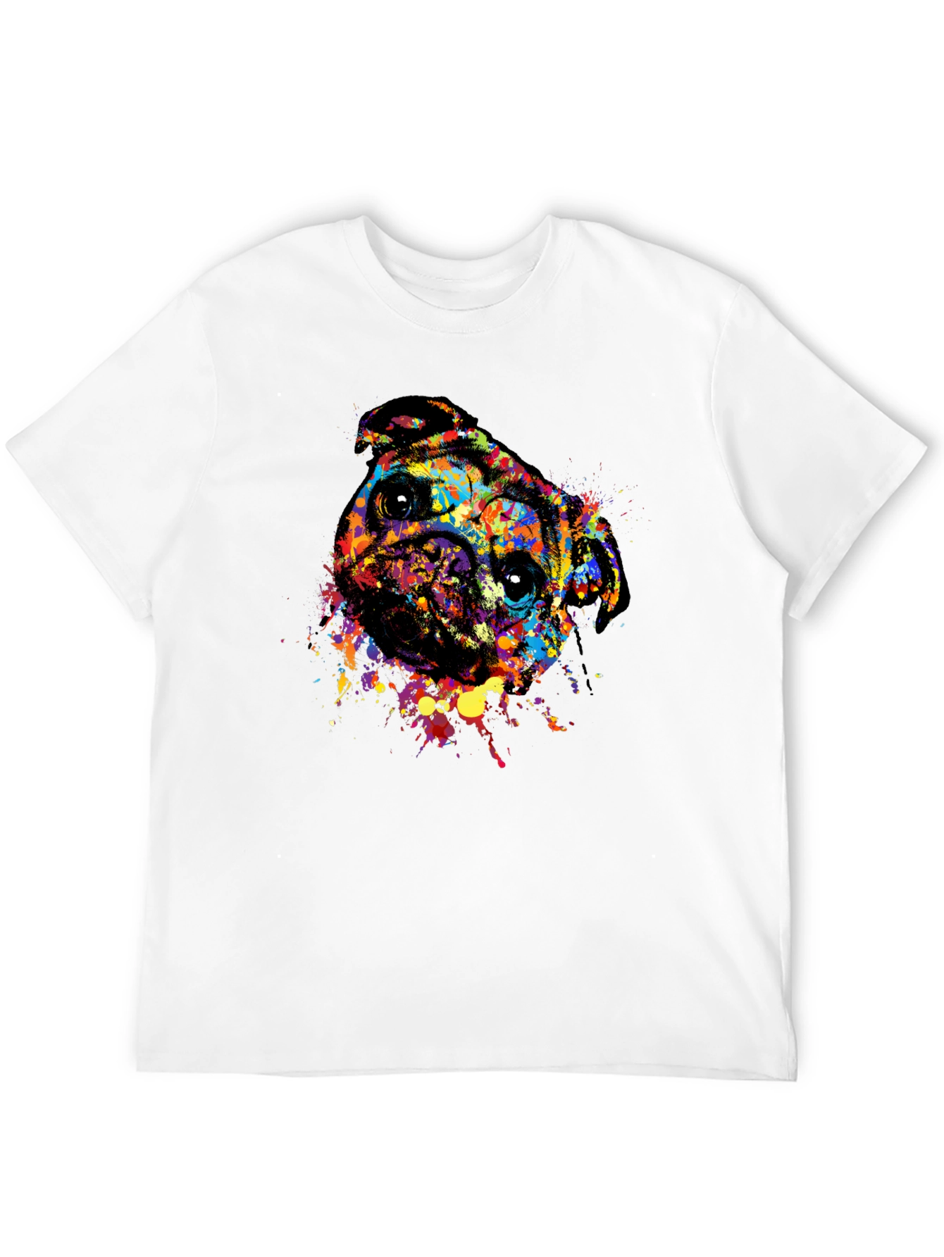 Abstract Pug Dog Graphic Tee - Black Crewneck