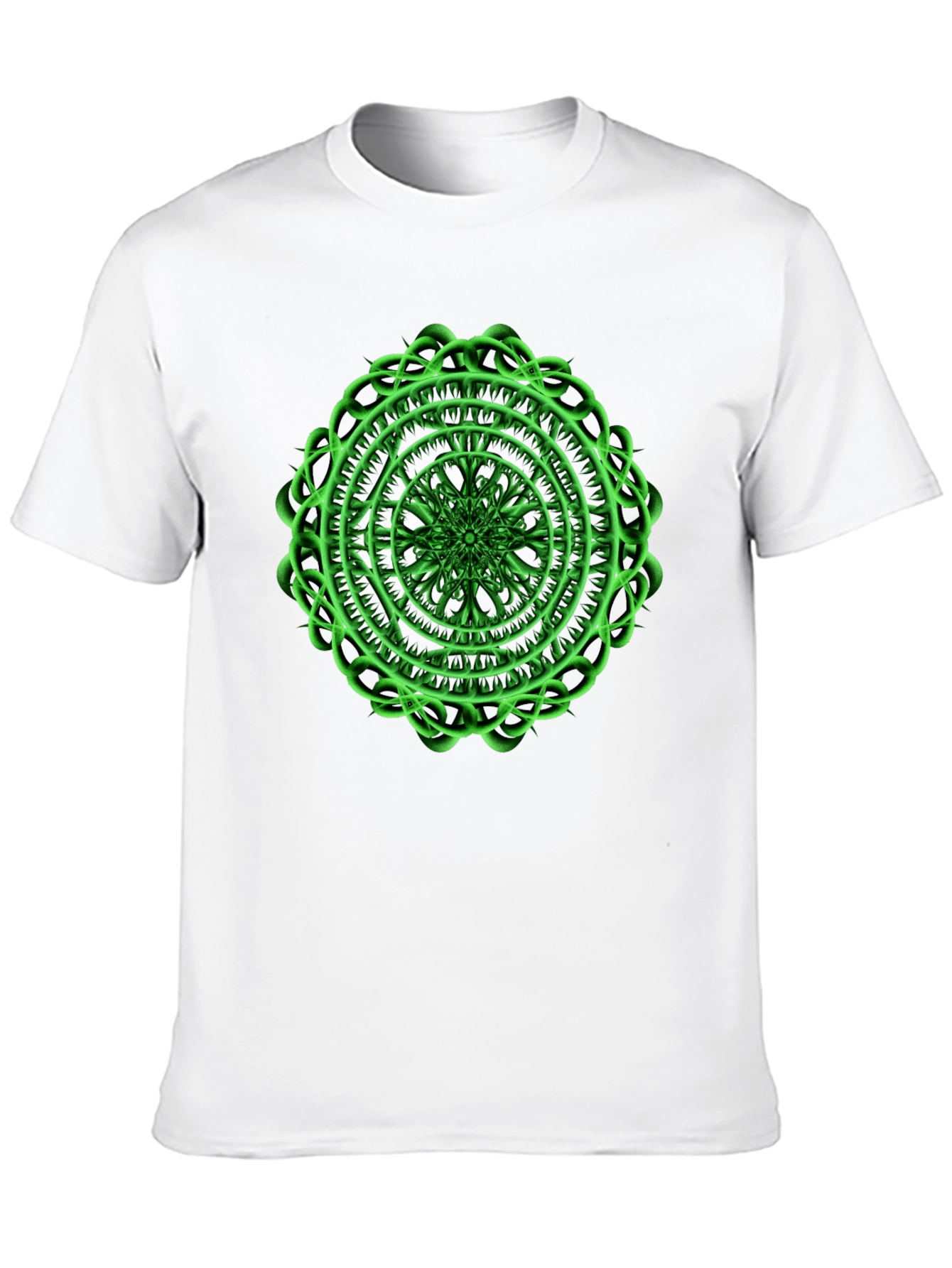 Mens Black T-Shirt with Green Mandala Design