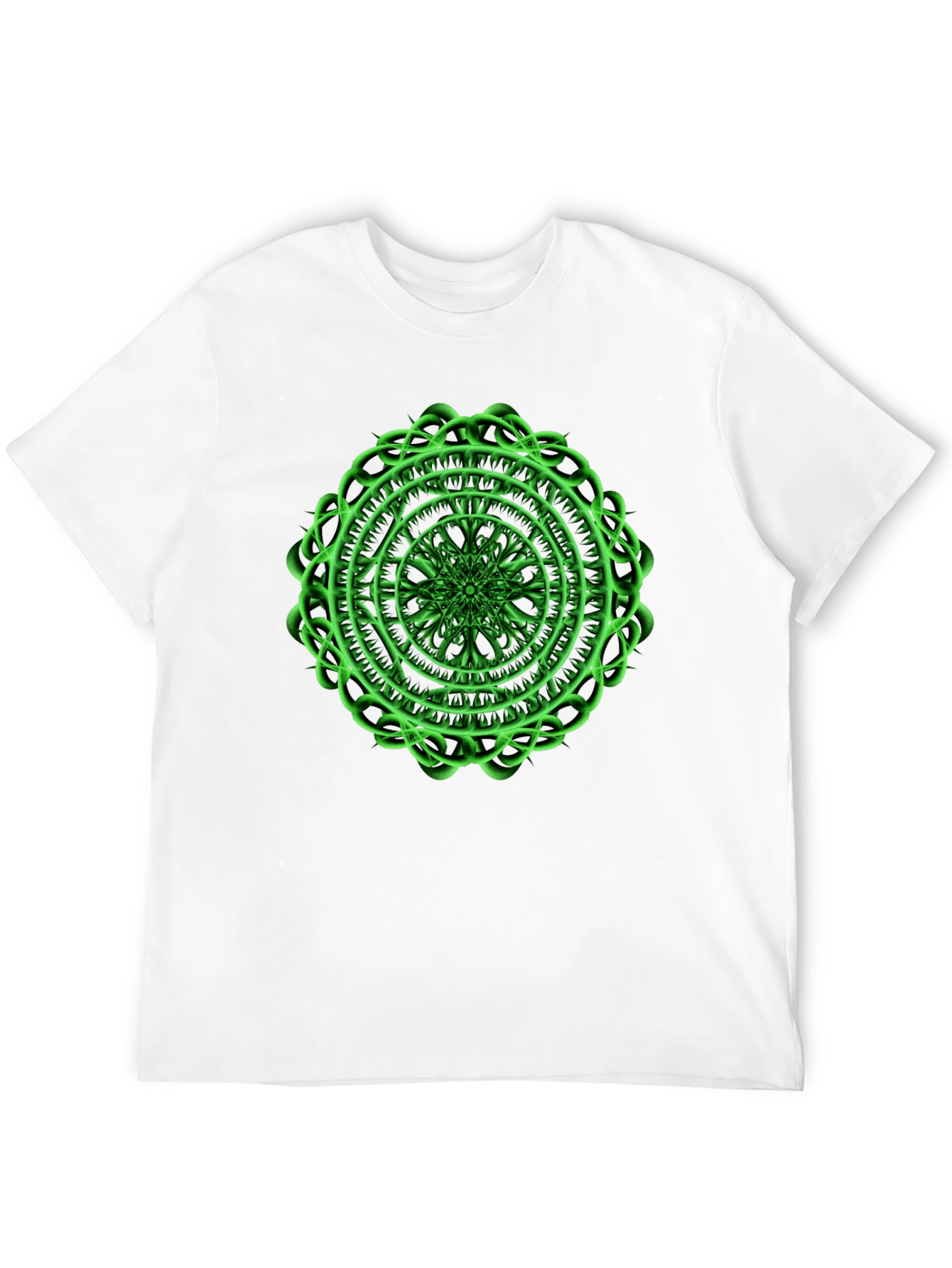 Mens Black T-Shirt with Green Mandala Design