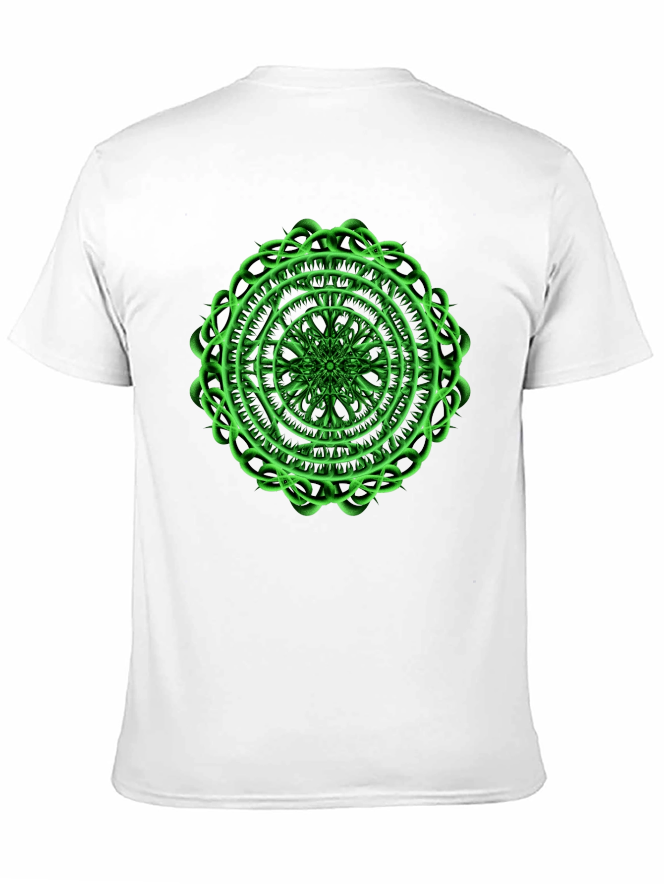 Mens Black T-Shirt with Green Mandala Design