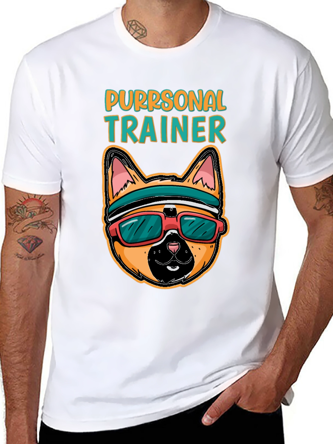 Purrsonal Trainer Cat Graphic T-Shirt