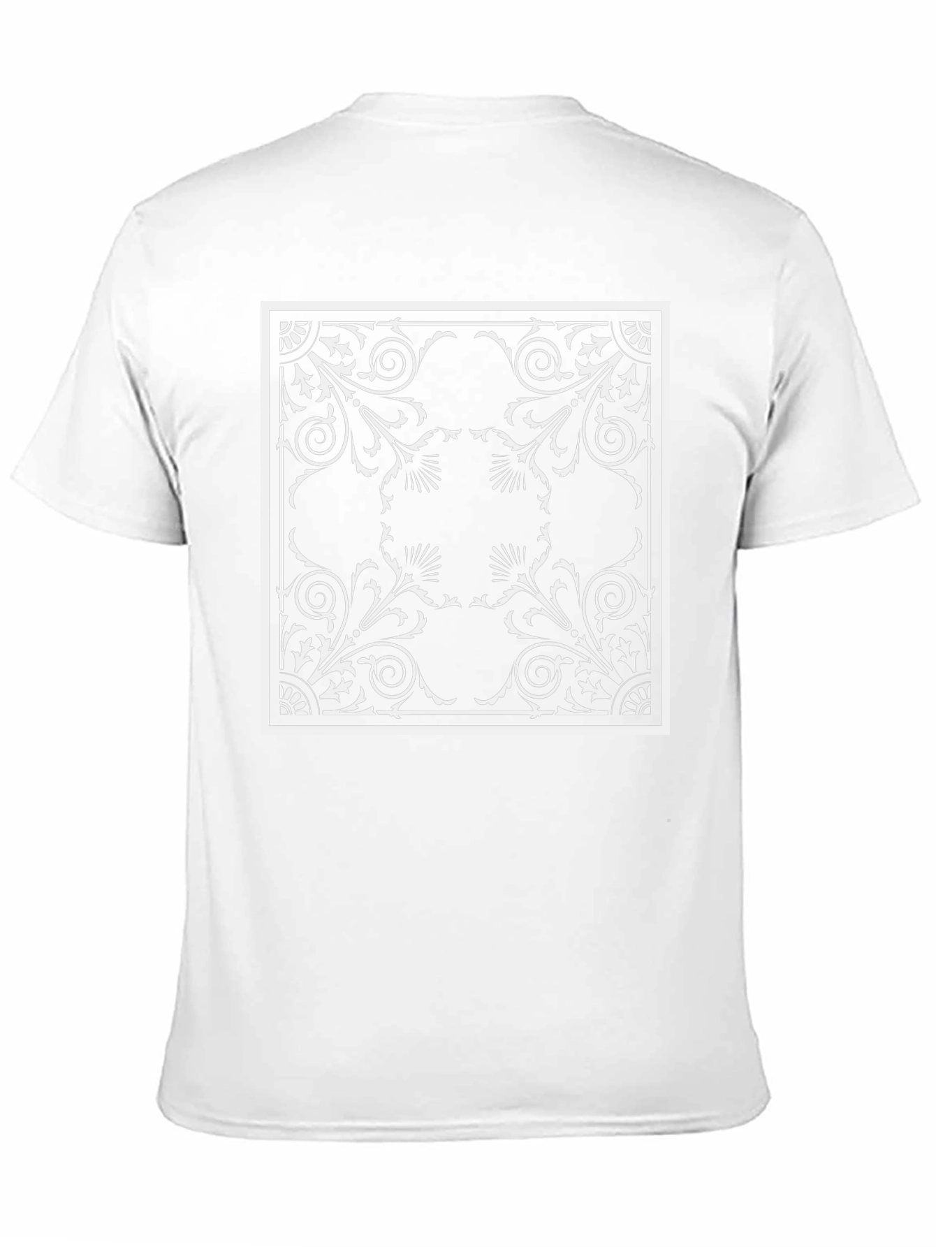 Elegant Black T-Shirt with Ornate Square Print