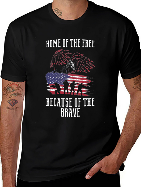 Home of the Free T-Shirt - Patriotic Eagle Design