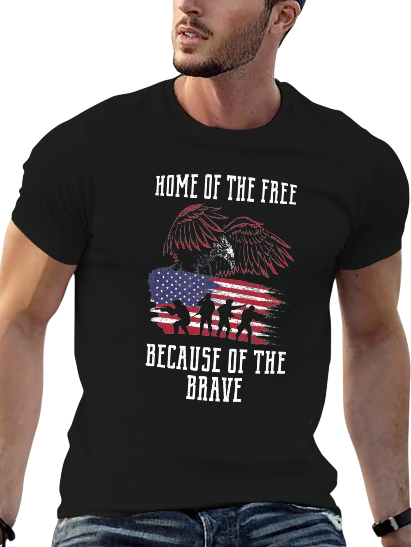Home of the Free T-Shirt - Patriotic Eagle Design