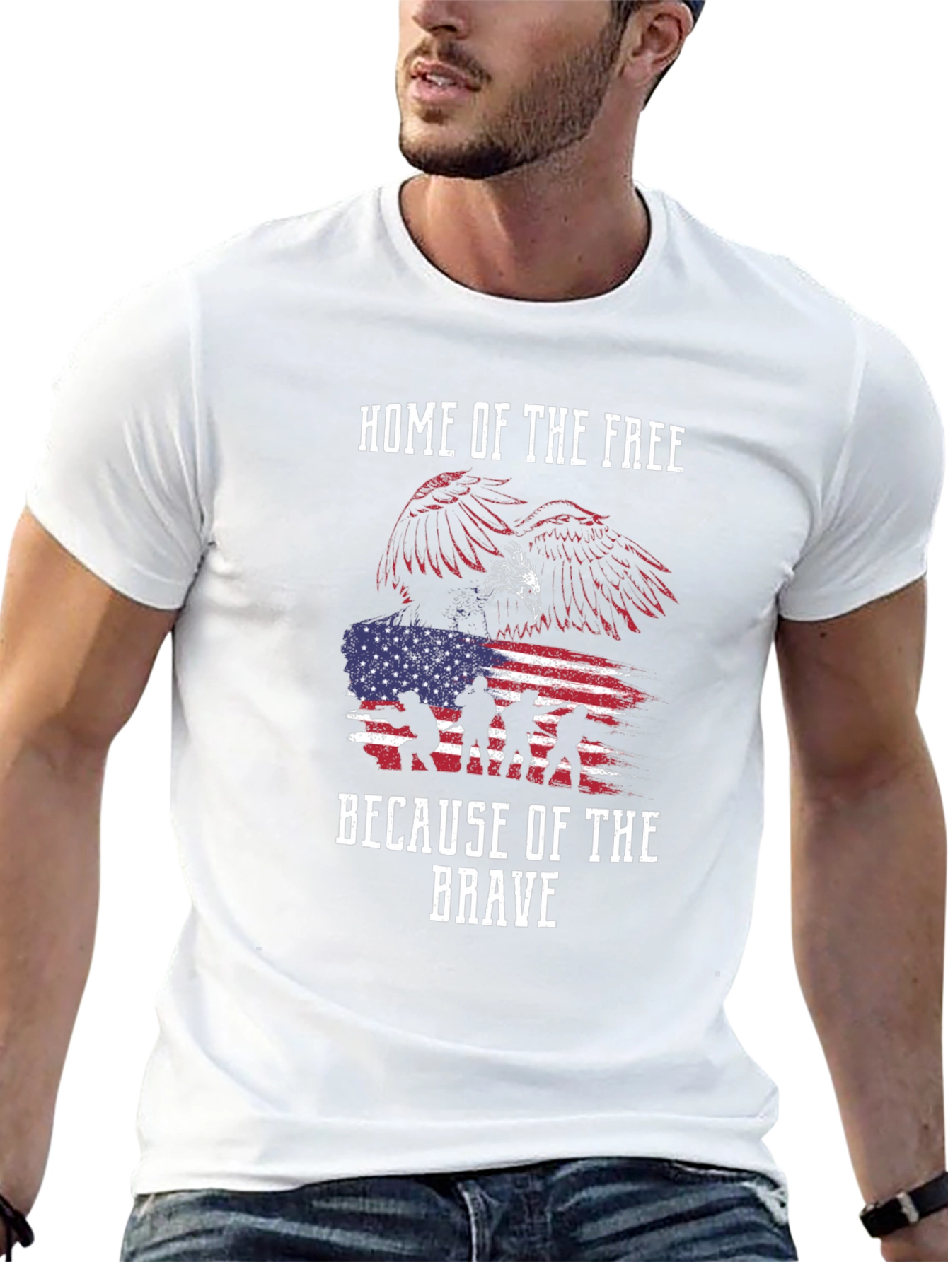 Home of the Free T-Shirt - Patriotic Eagle Design
