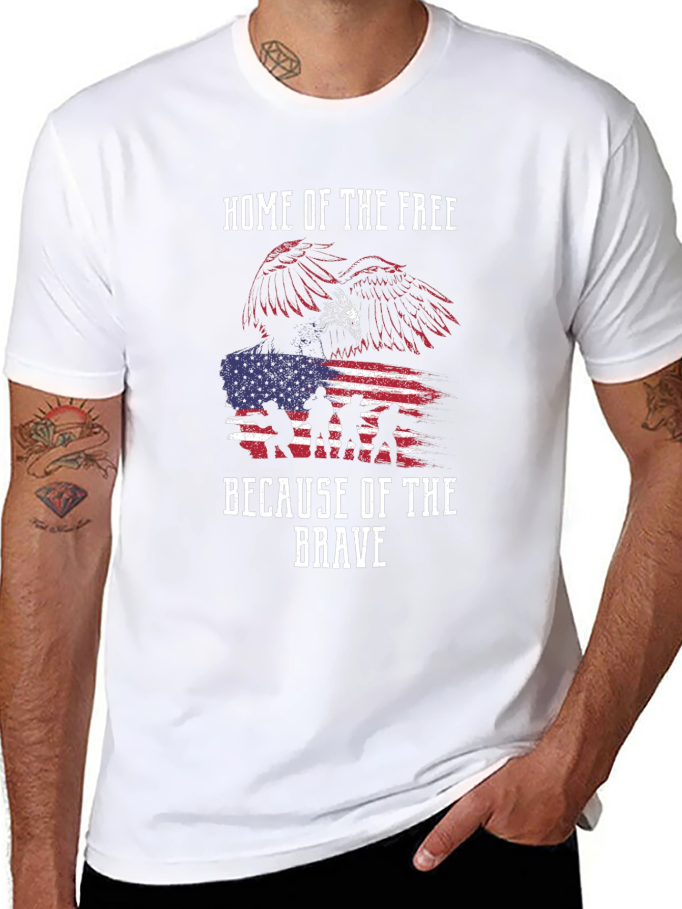 Home of the Free T-Shirt - Patriotic Eagle Design