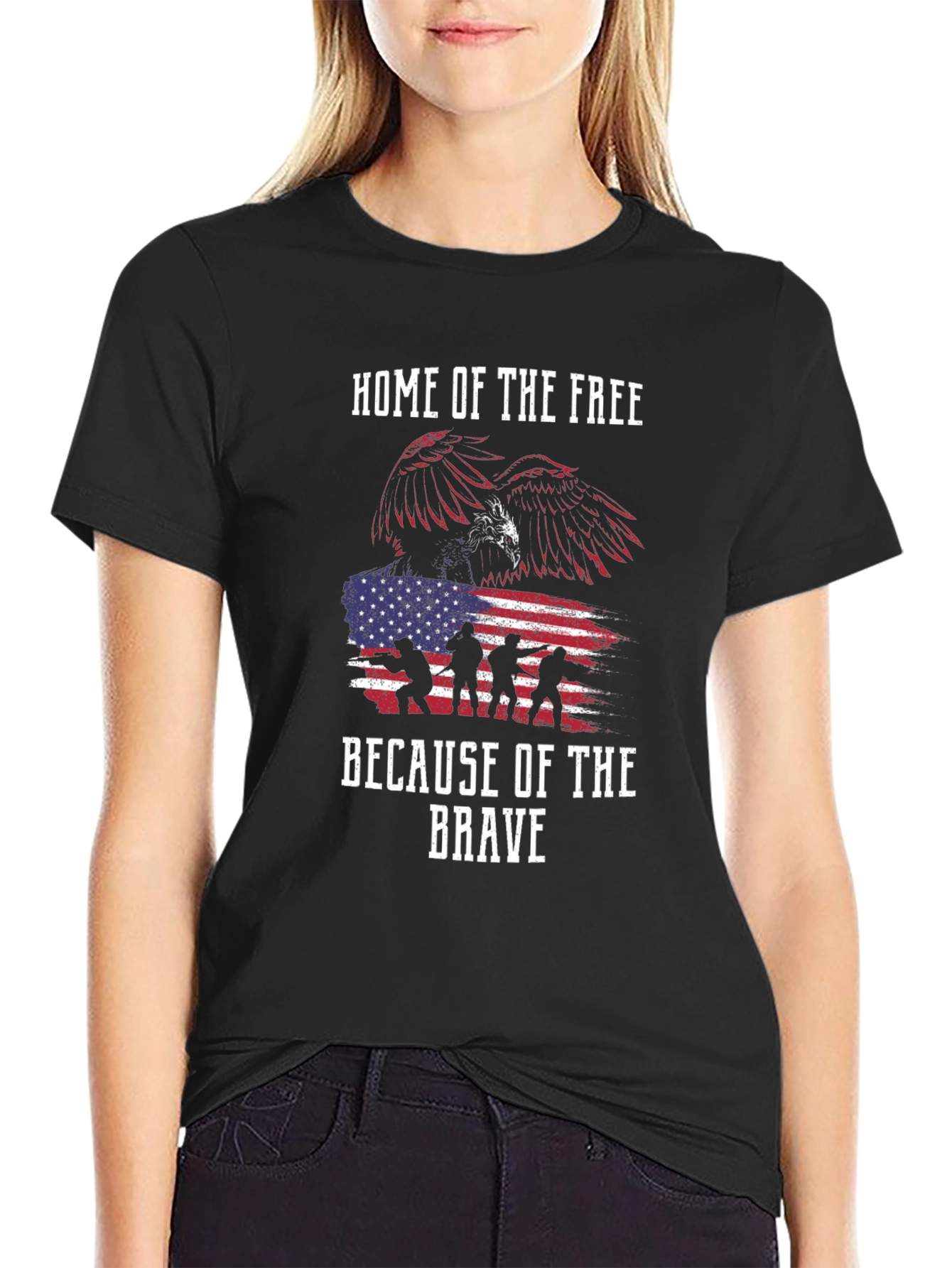 Home of the Free T-Shirt - Patriotic Eagle Design