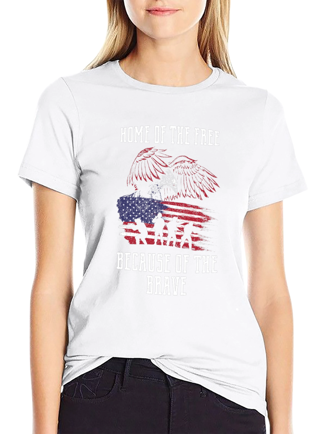 Home of the Free T-Shirt - Patriotic Eagle Design