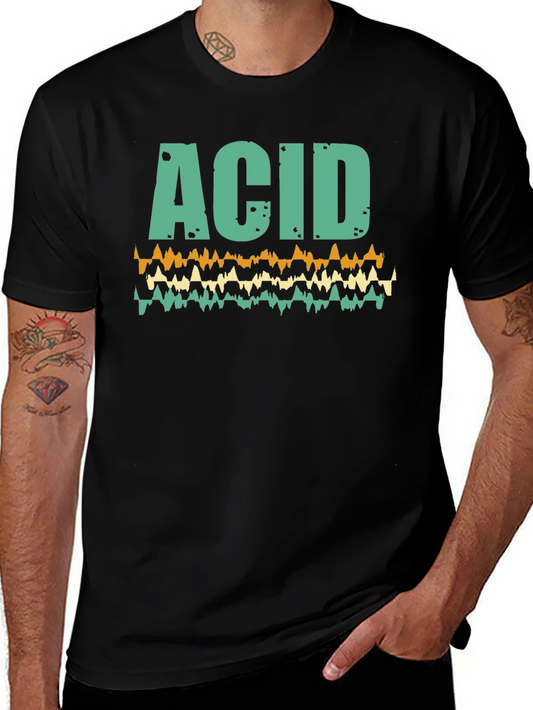 Retro ACID Graphic Tee - Trendy Mens Crew Neck Shirt