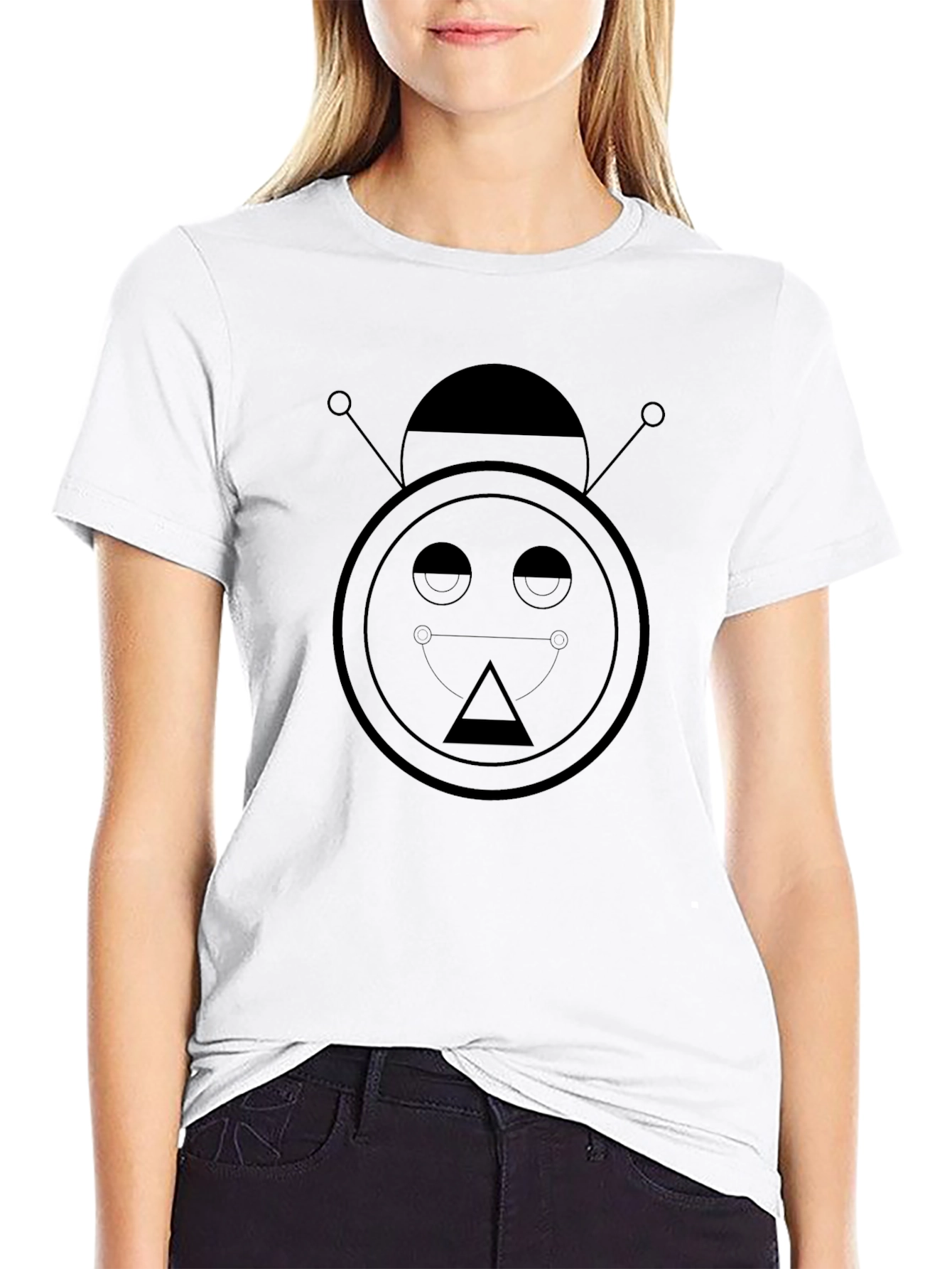 Geometric Robot Graphic Black T-Shirt