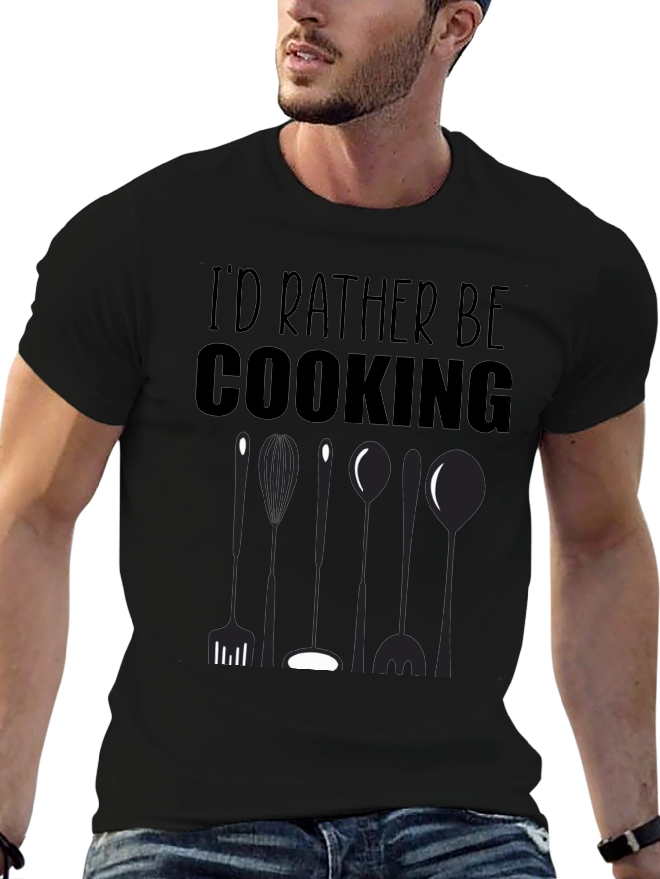 Id Rather Be Cooking Black T-Shirt