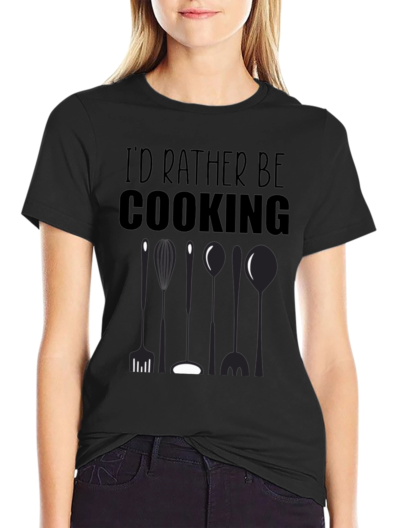 Id Rather Be Cooking Black T-Shirt