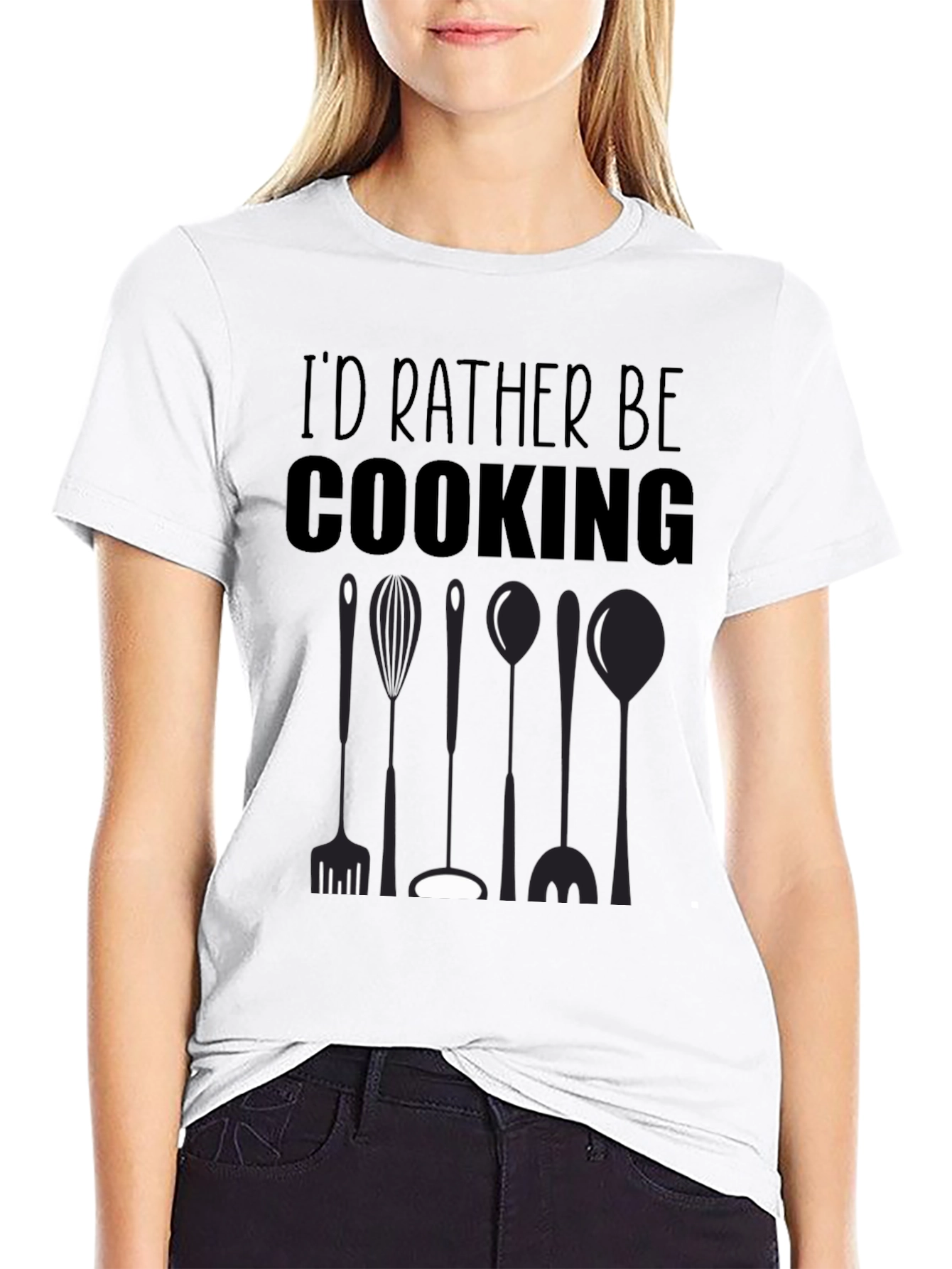 Id Rather Be Cooking Black T-Shirt