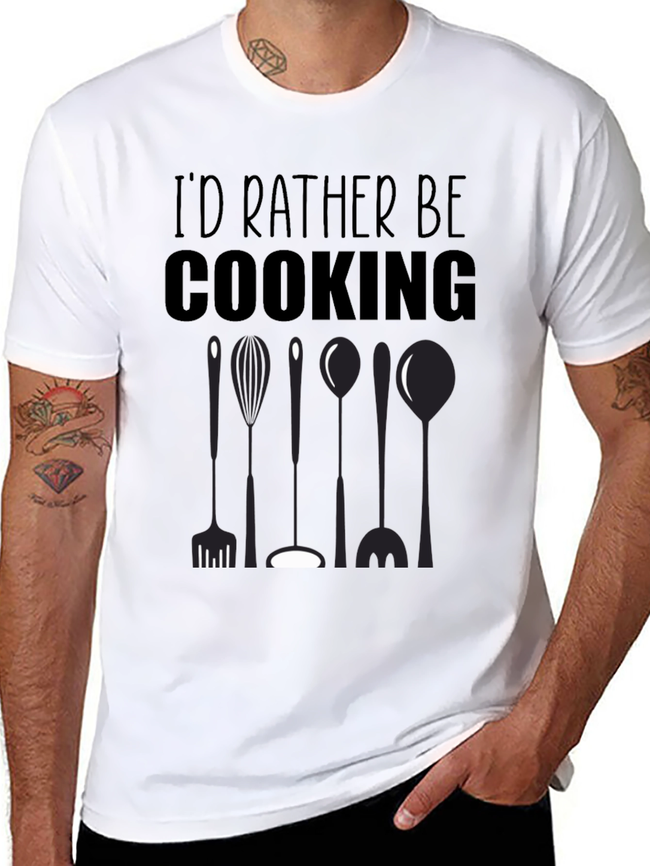 Id Rather Be Cooking Black T-Shirt
