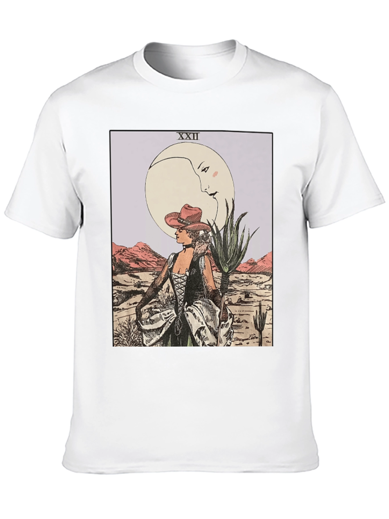 Moon Tarot Card Graphic T-Shirt - Desert Cowgirl Design