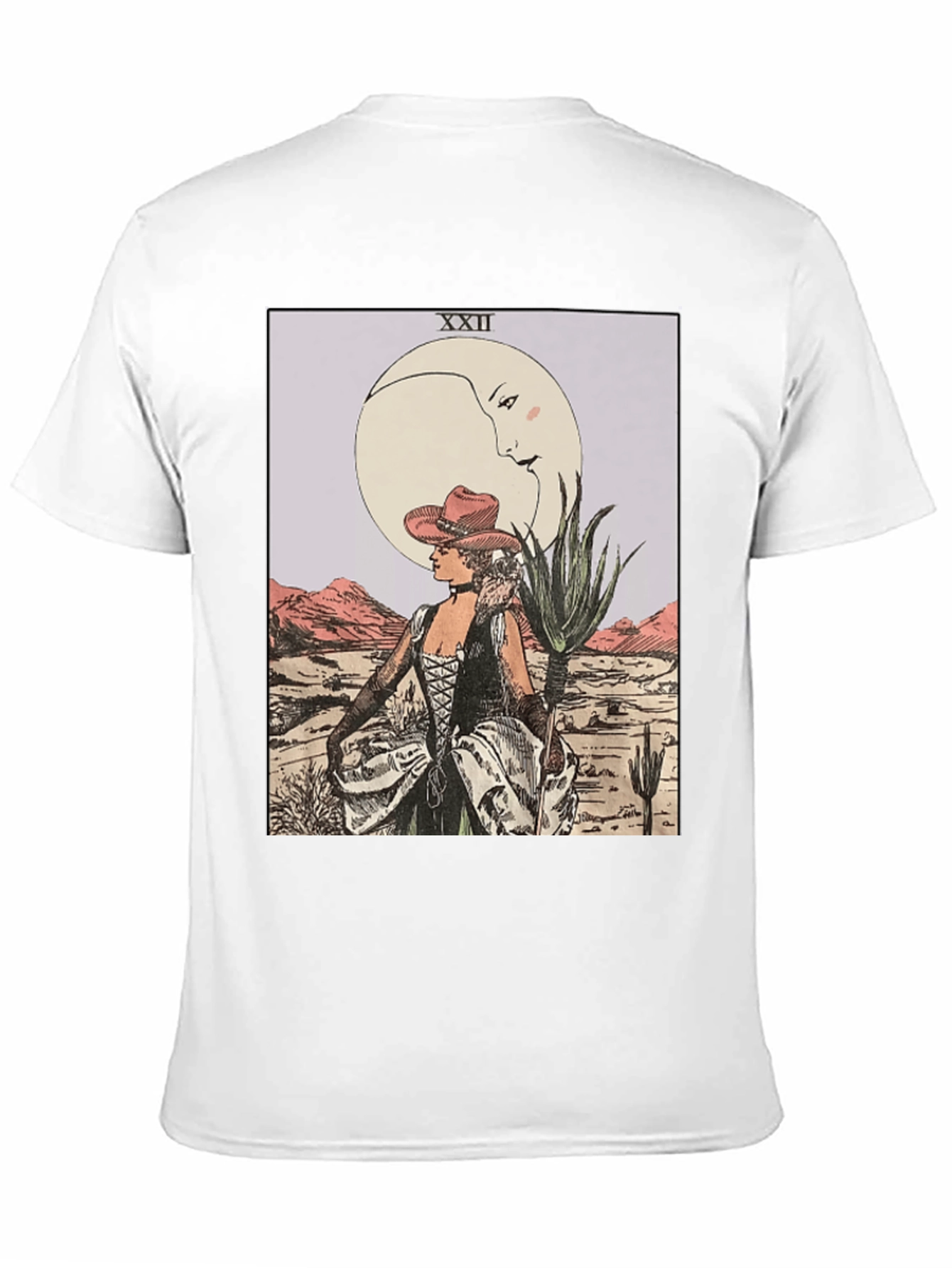 Moon Tarot Card Graphic T-Shirt - Desert Cowgirl Design
