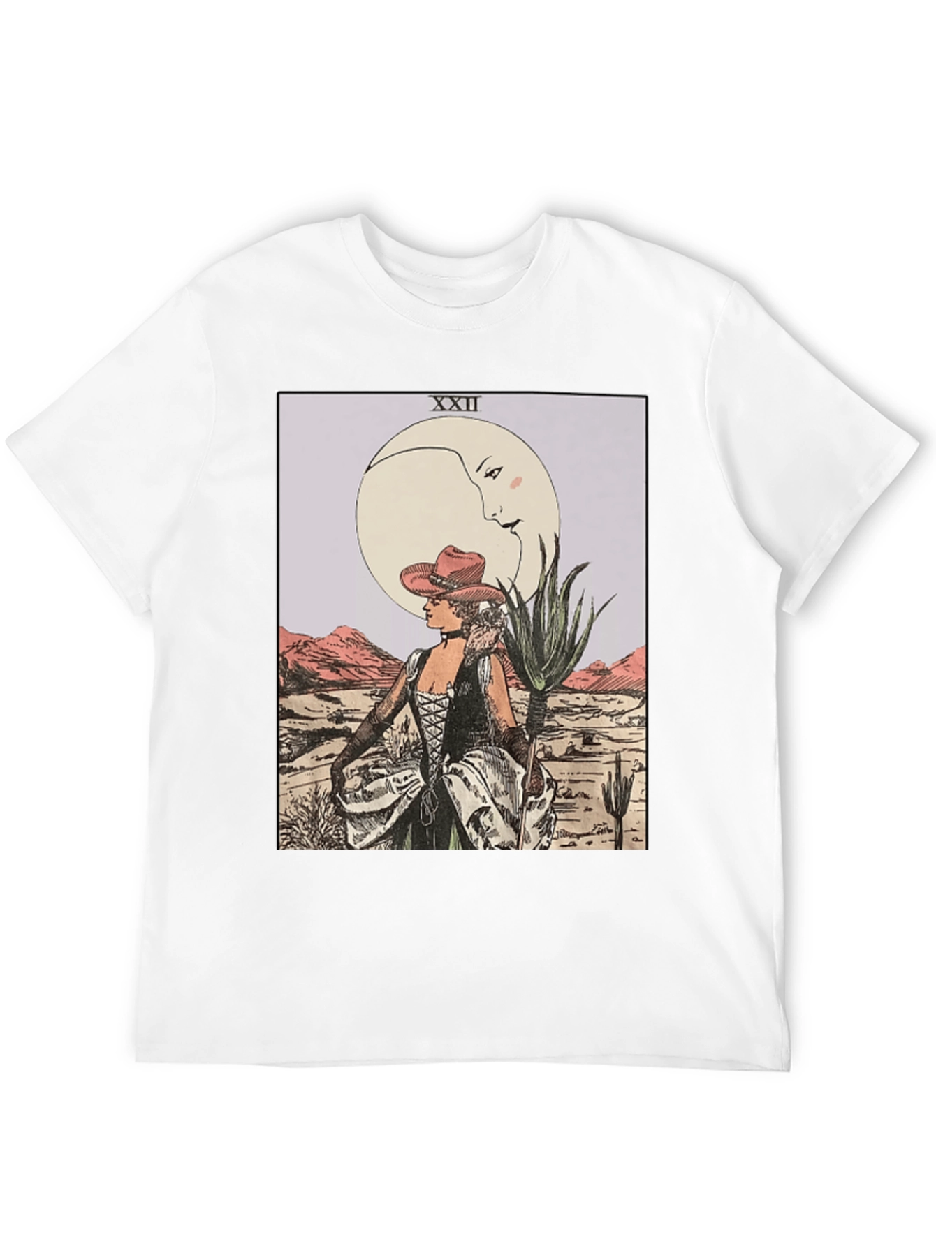 Moon Tarot Card Graphic T-Shirt - Desert Cowgirl Design