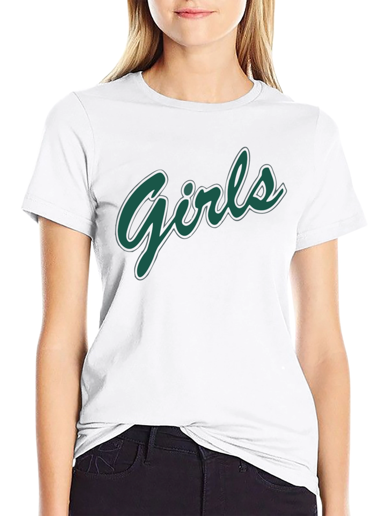 Girls Graphic Print Black T-Shirt