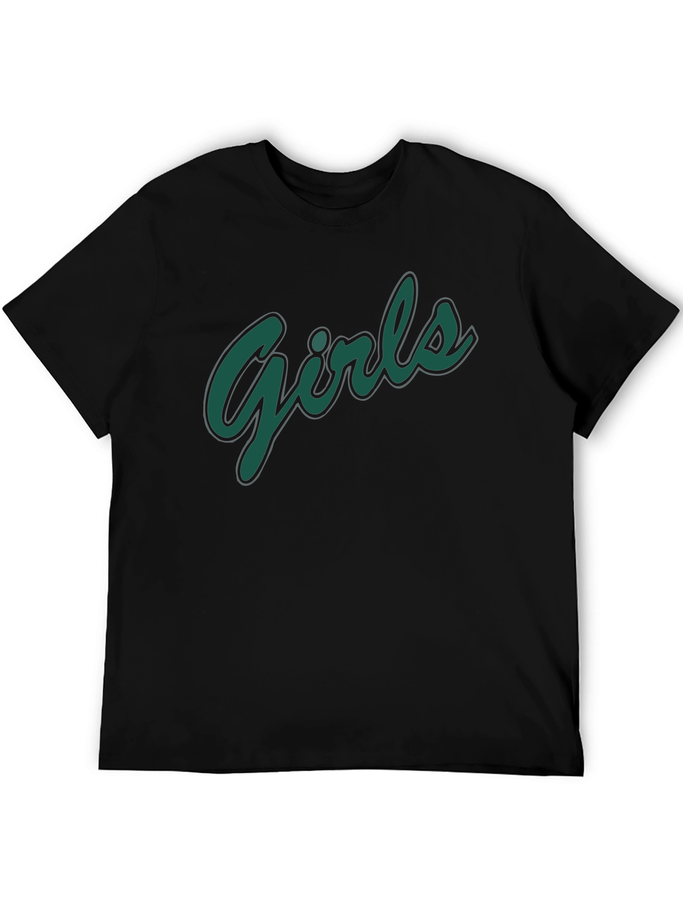 Girls Graphic Print Black T-Shirt