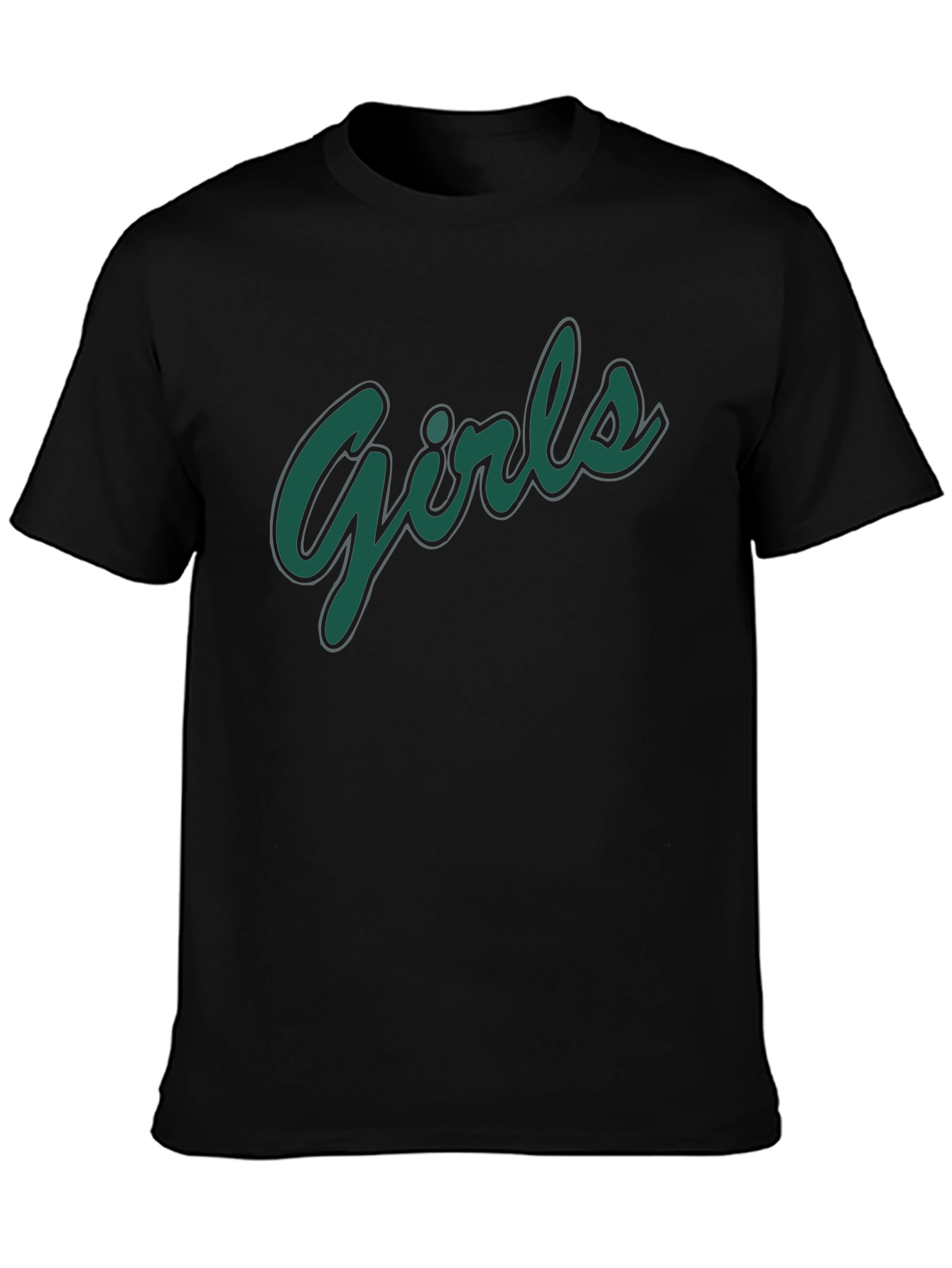 Girls Graphic Print Black T-Shirt