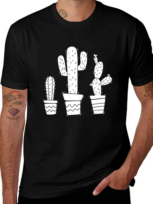 Cactus Graphic Tee - Black Cotton T-Shirt