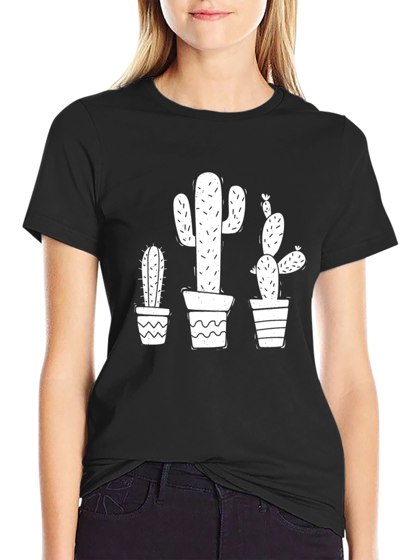 Cactus Graphic Tee - Black Cotton T-Shirt