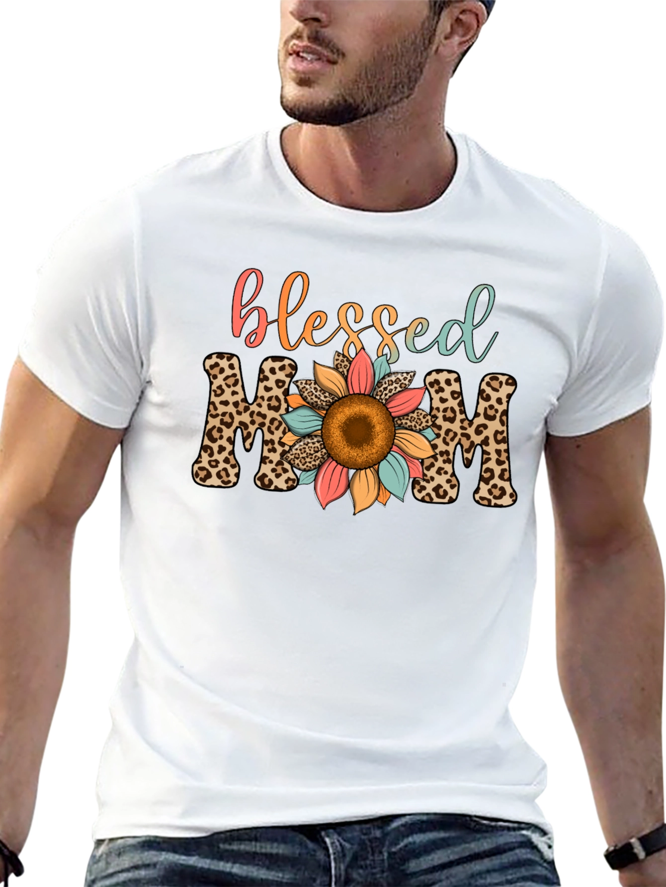 Blessed Mom Leopard Print T-Shirt