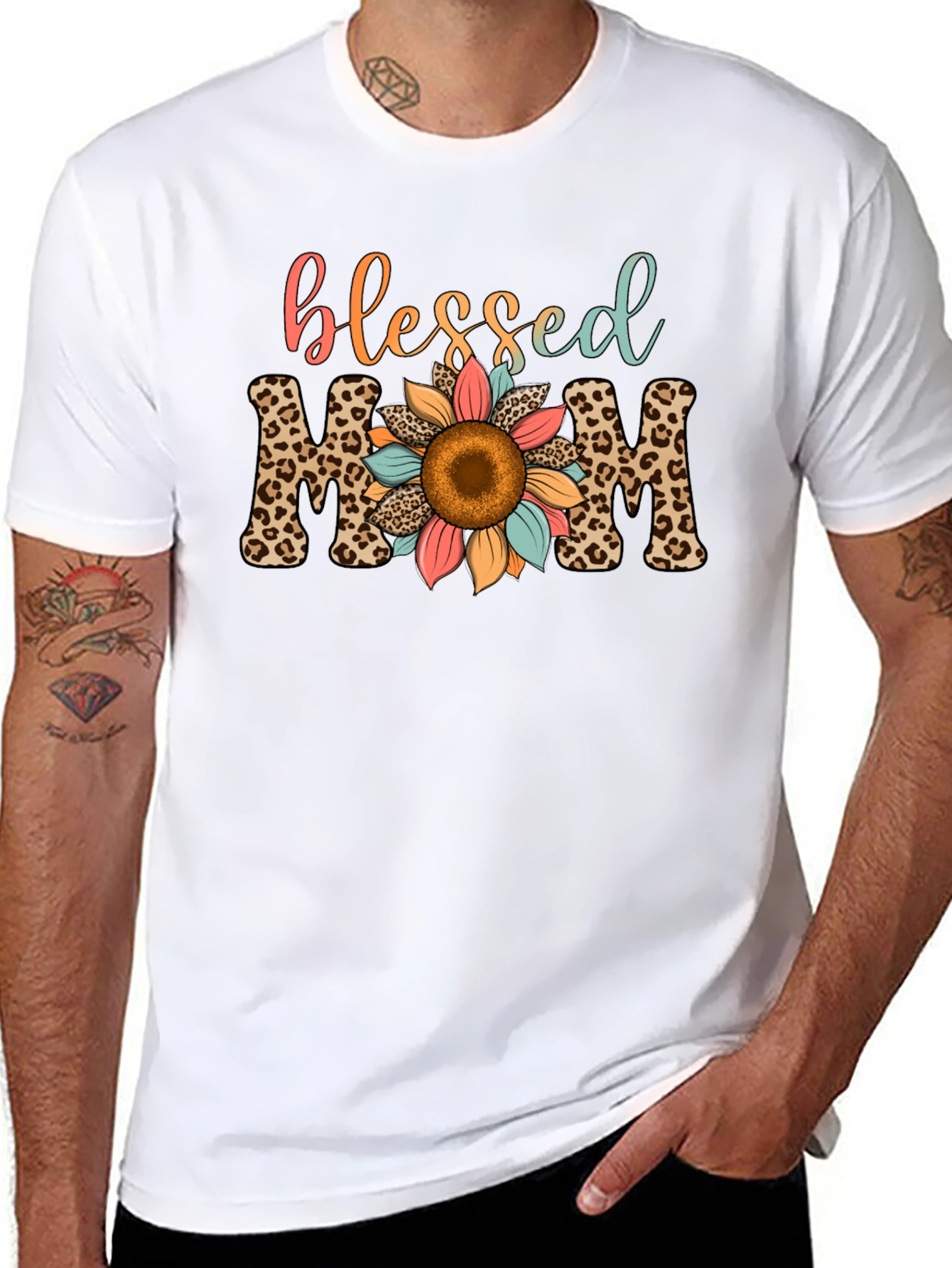 Blessed Mom Leopard Print T-Shirt
