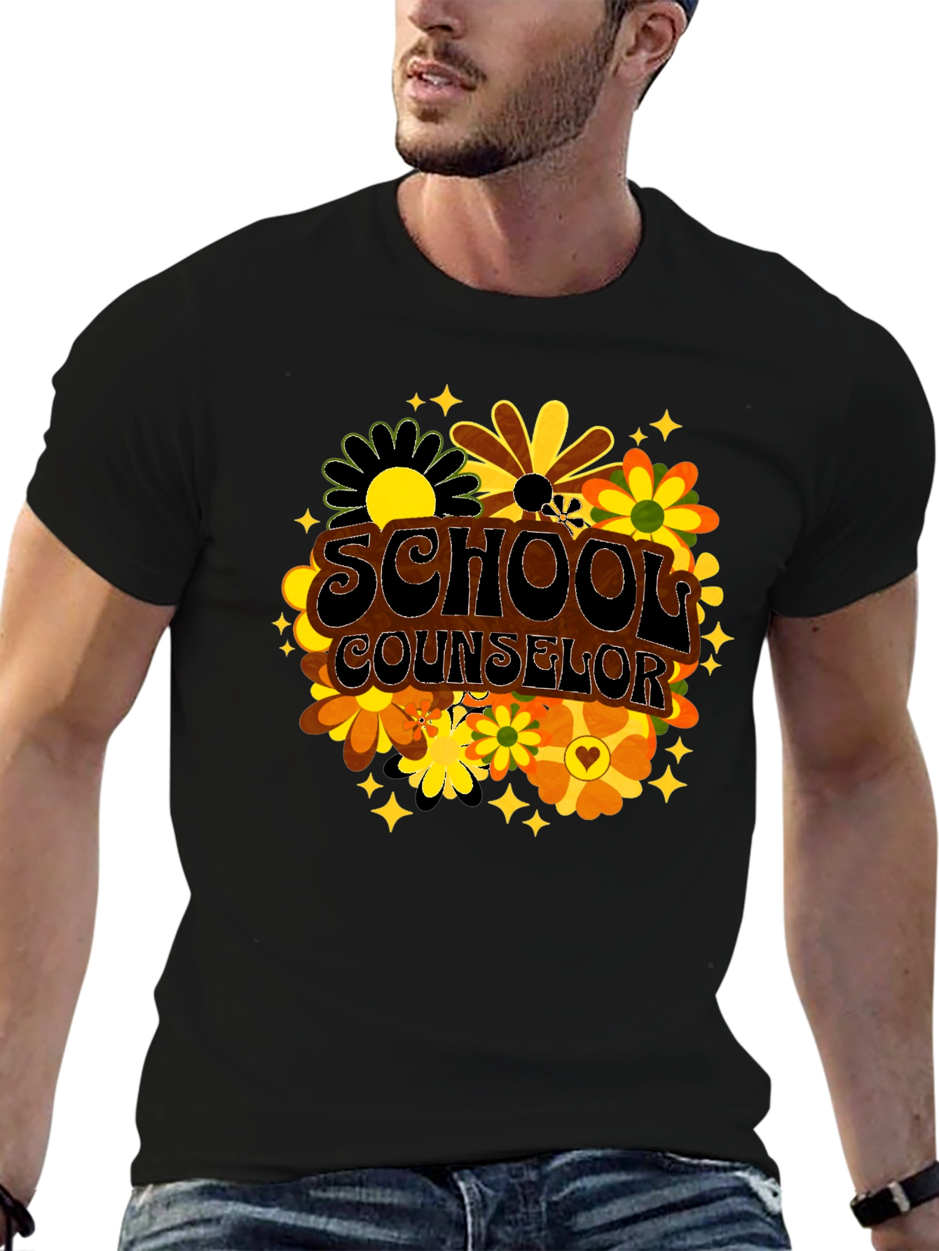 School Counselor Floral Retro Tee
