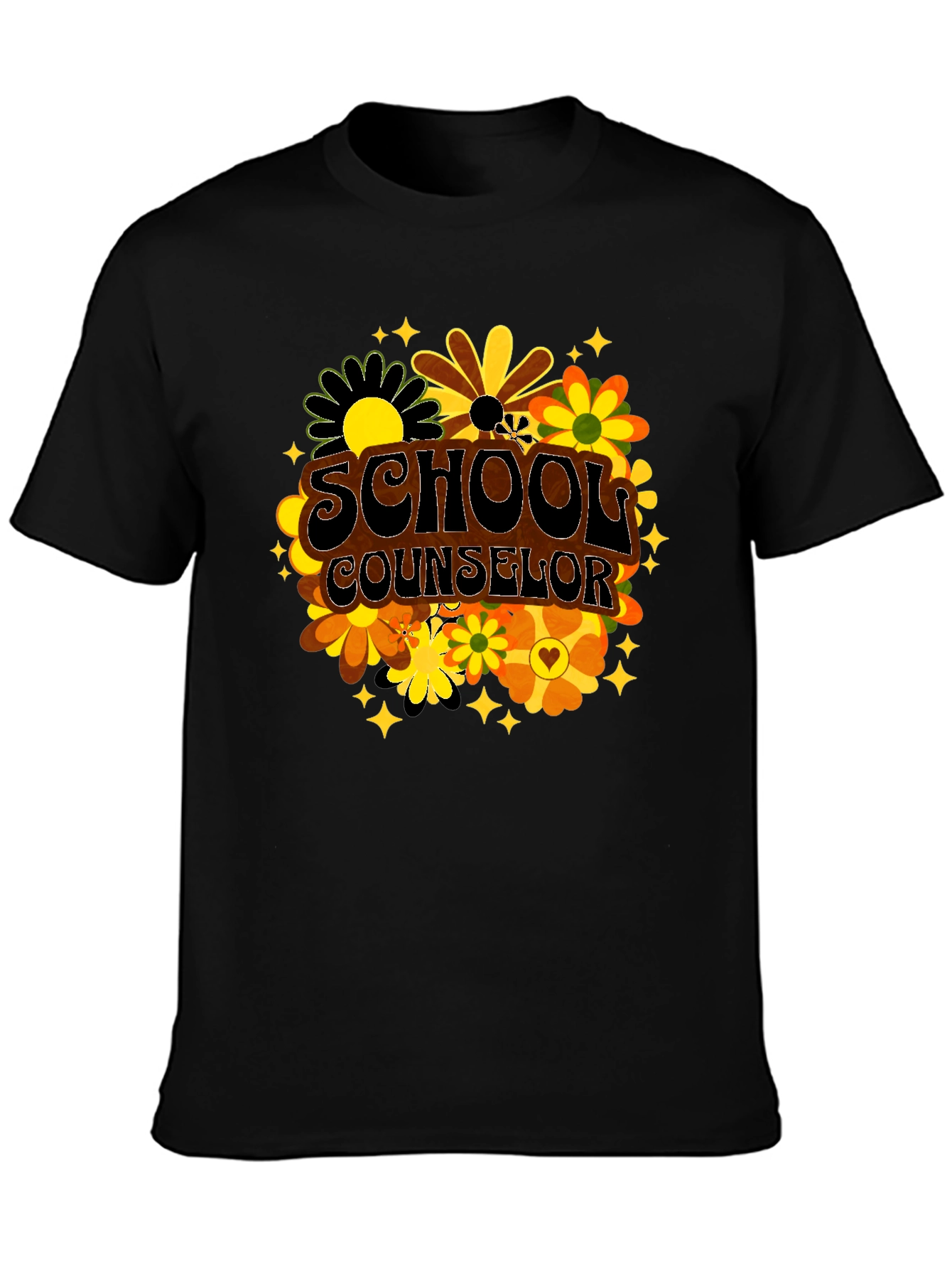 School Counselor Floral Retro Tee