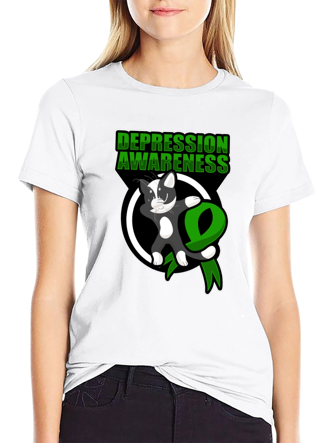 Depression Awareness Cat Dabbing T-Shirt