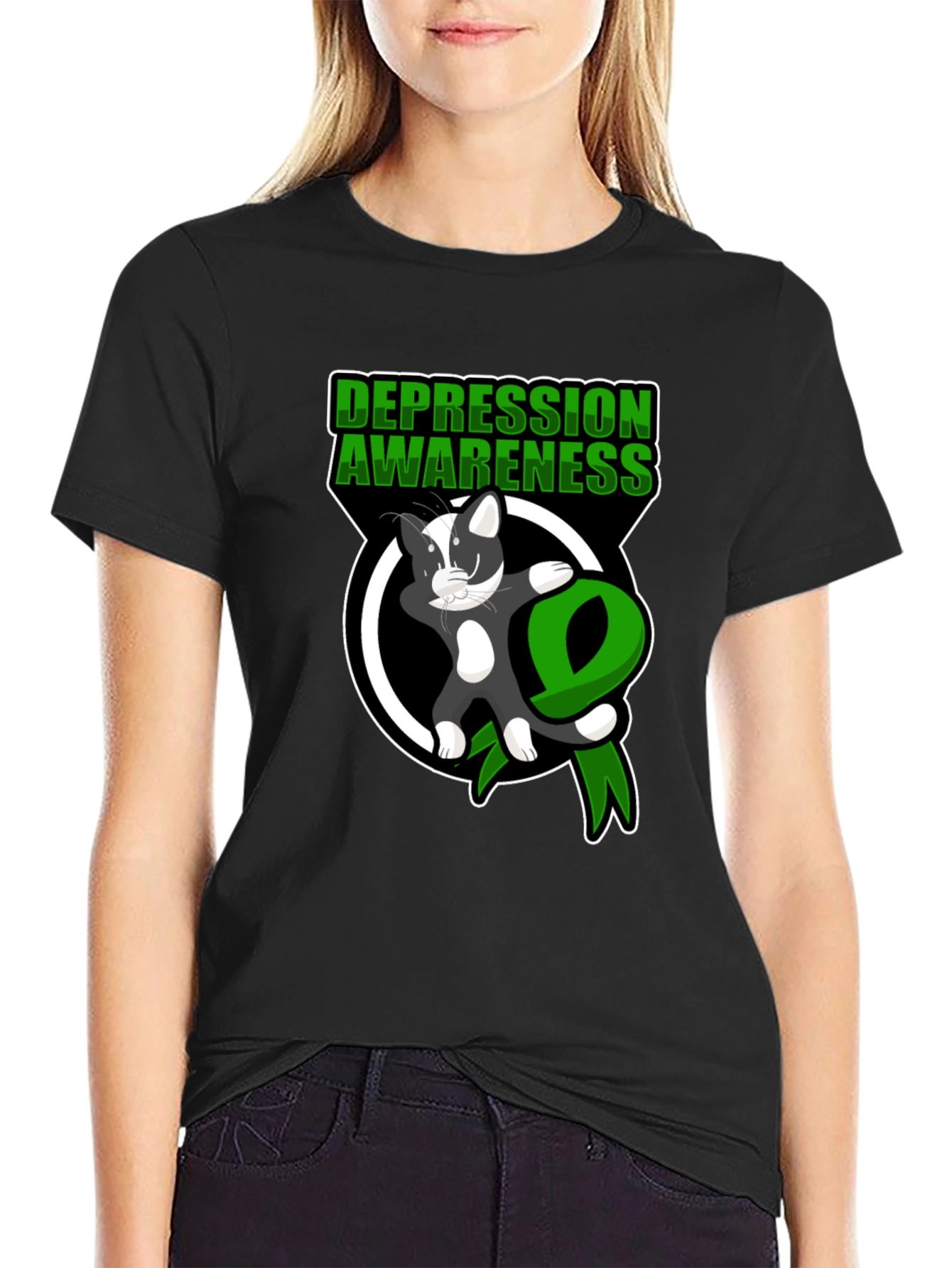 Depression Awareness Cat Dabbing T-Shirt