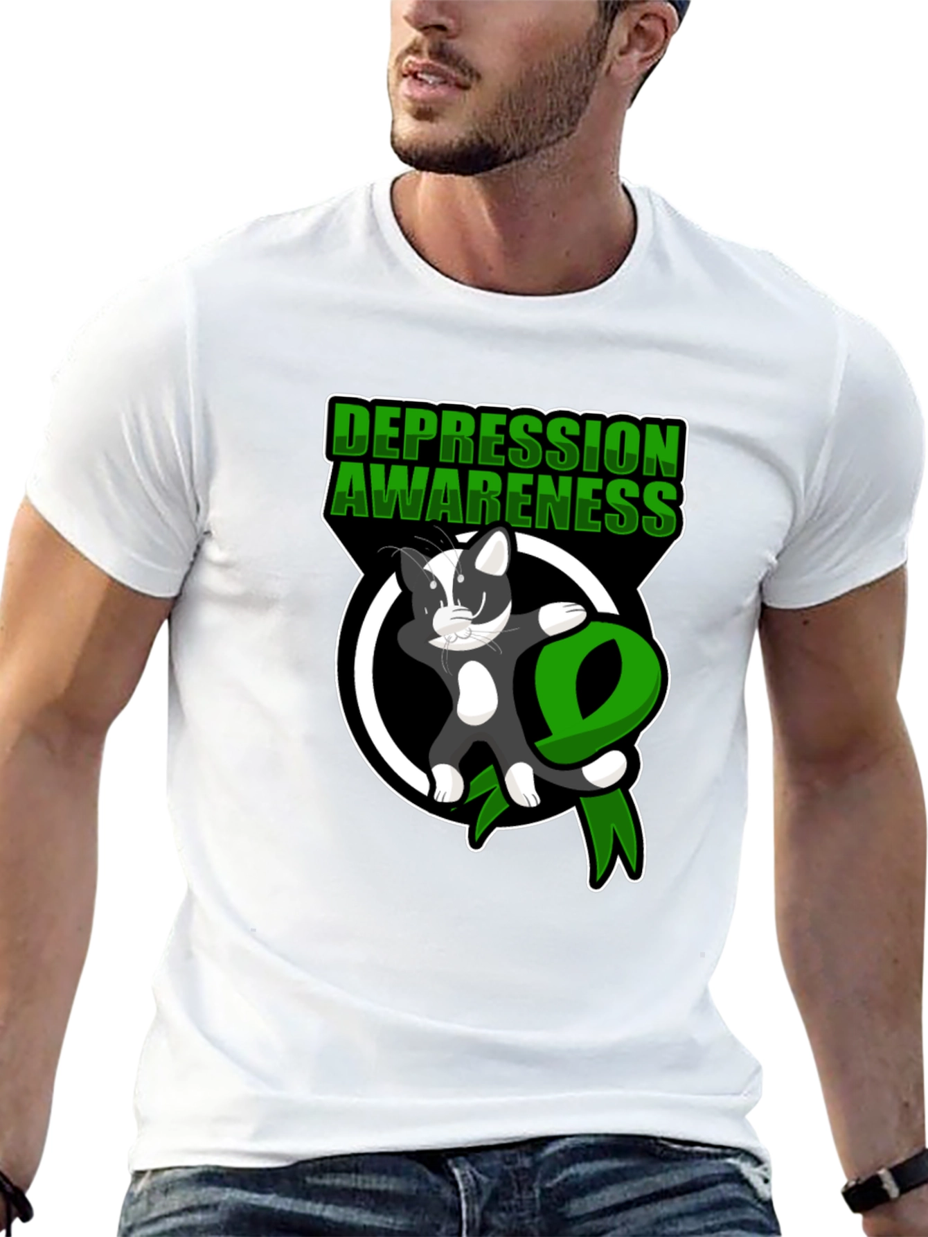 Depression Awareness Cat Dabbing T-Shirt
