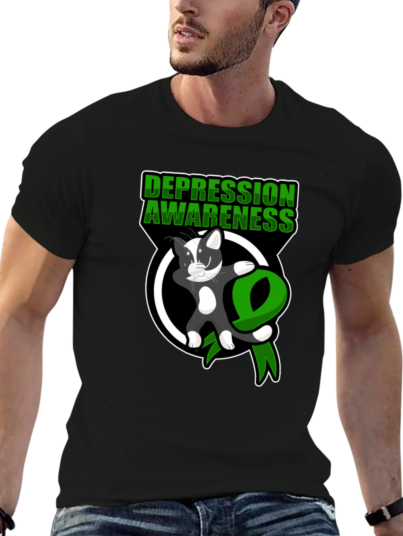 Depression Awareness Cat Dabbing T-Shirt
