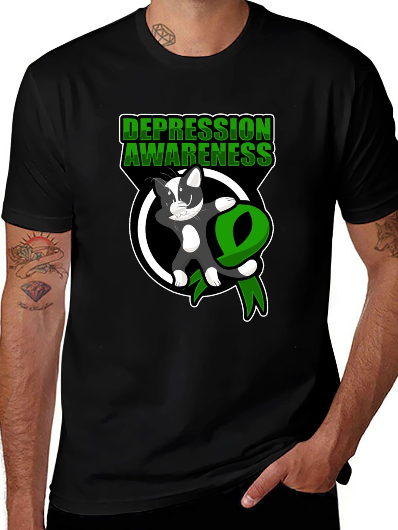Depression Awareness Cat Dabbing T-Shirt