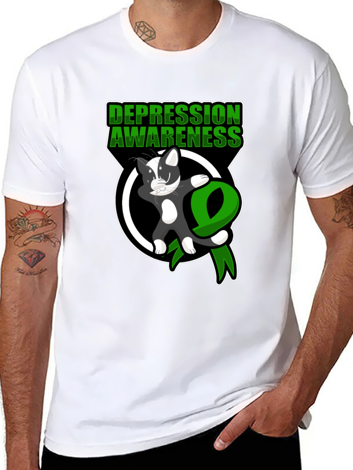 Depression Awareness Cat Dabbing T-Shirt