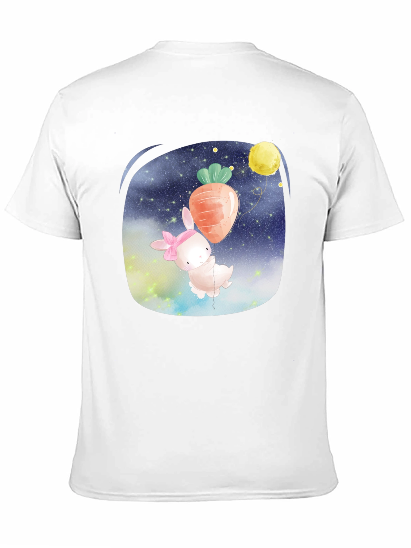 Cute Bunny Carrot Balloon Black T-Shirt