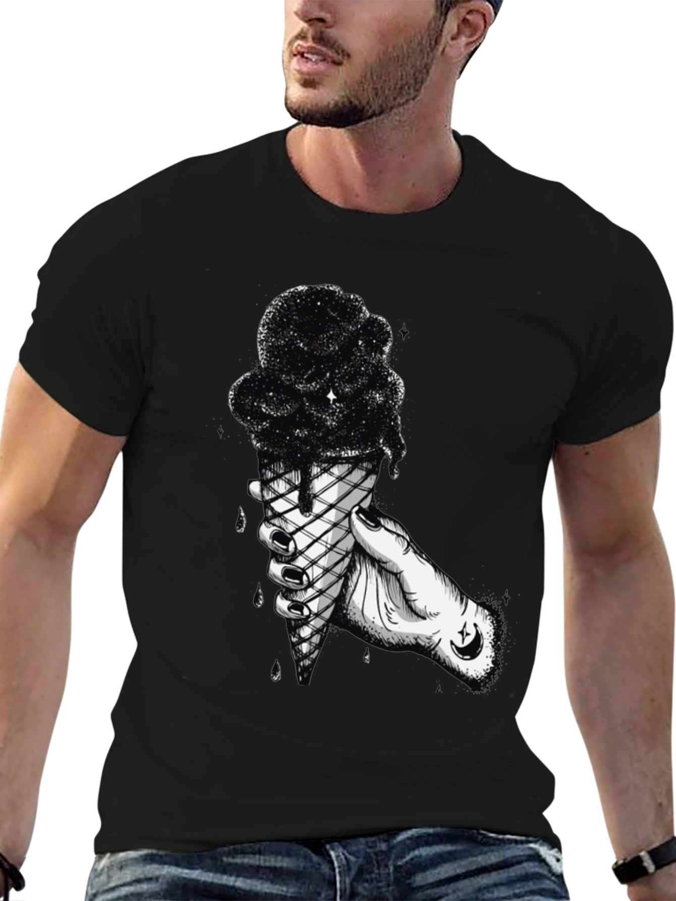 Black Ice Cream Cone Graphic Tee