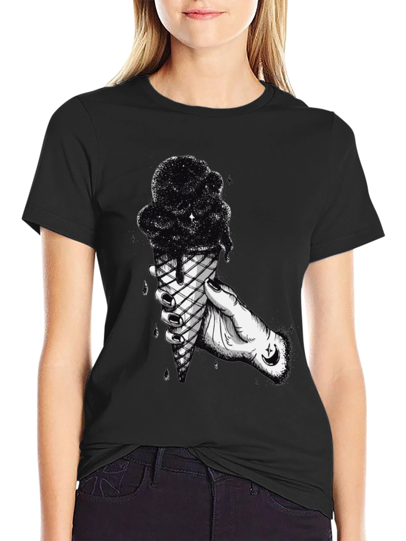 Black Ice Cream Cone Graphic Tee