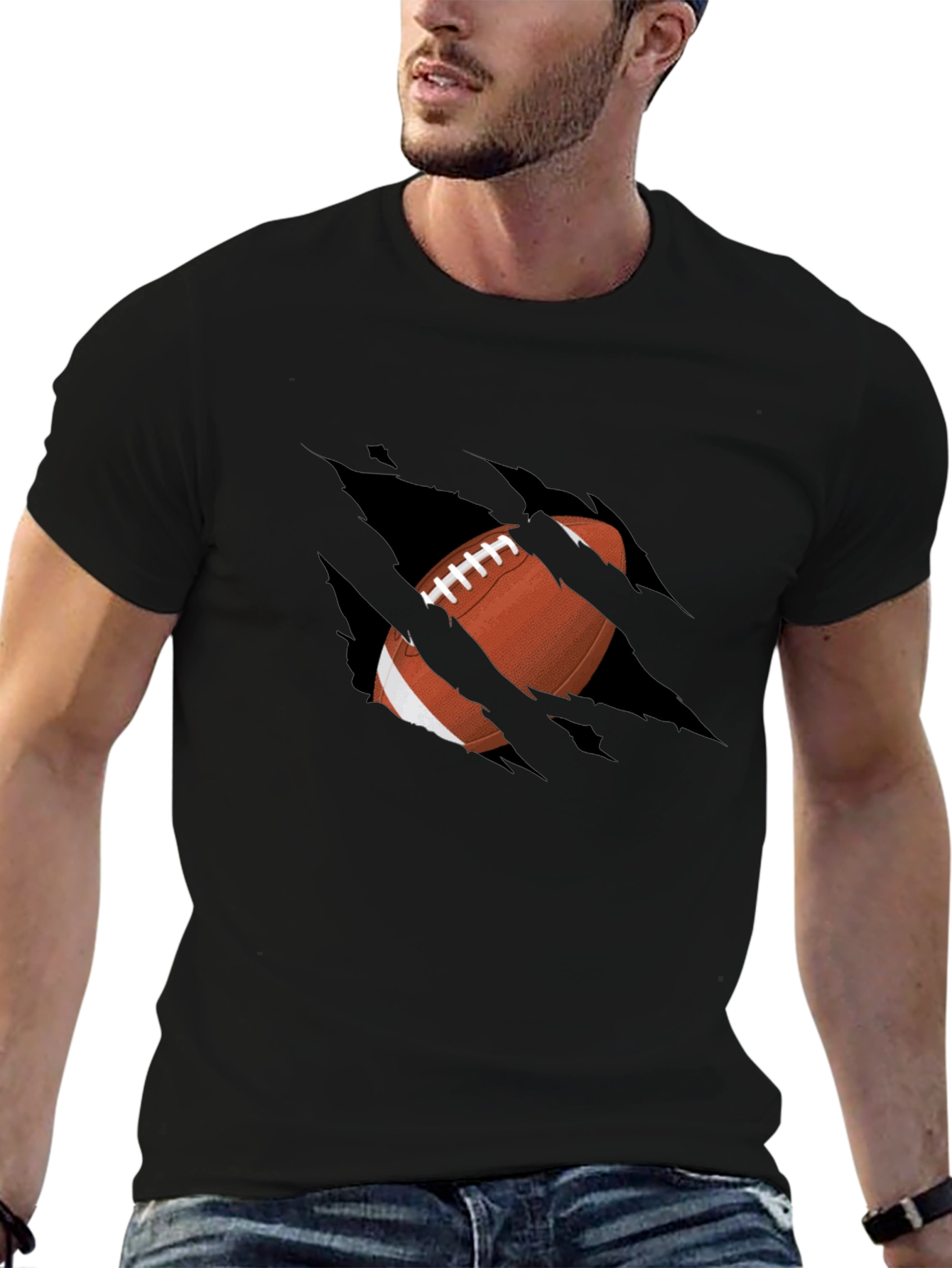 Football Graphic Black T-Shirt