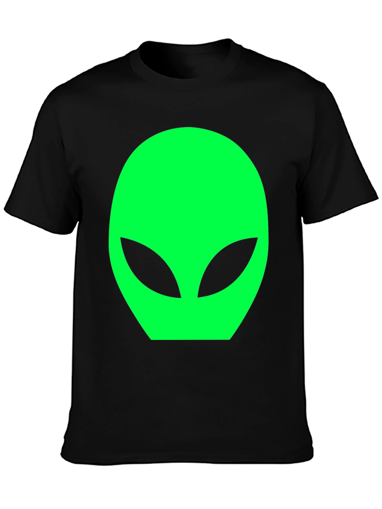 Mens Black Alien Head Graphic T-Shirt