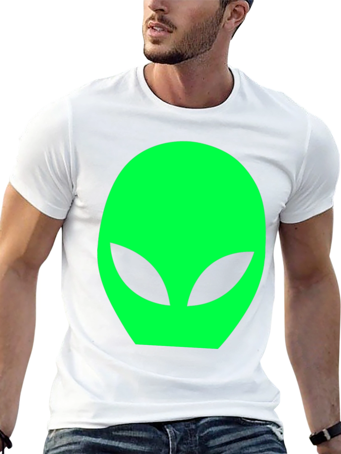 Mens Black Alien Head Graphic T-Shirt