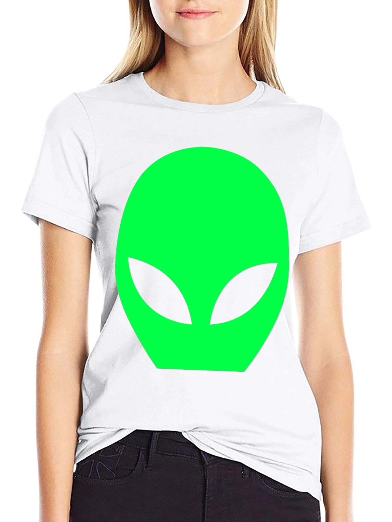 Mens Black Alien Head Graphic T-Shirt