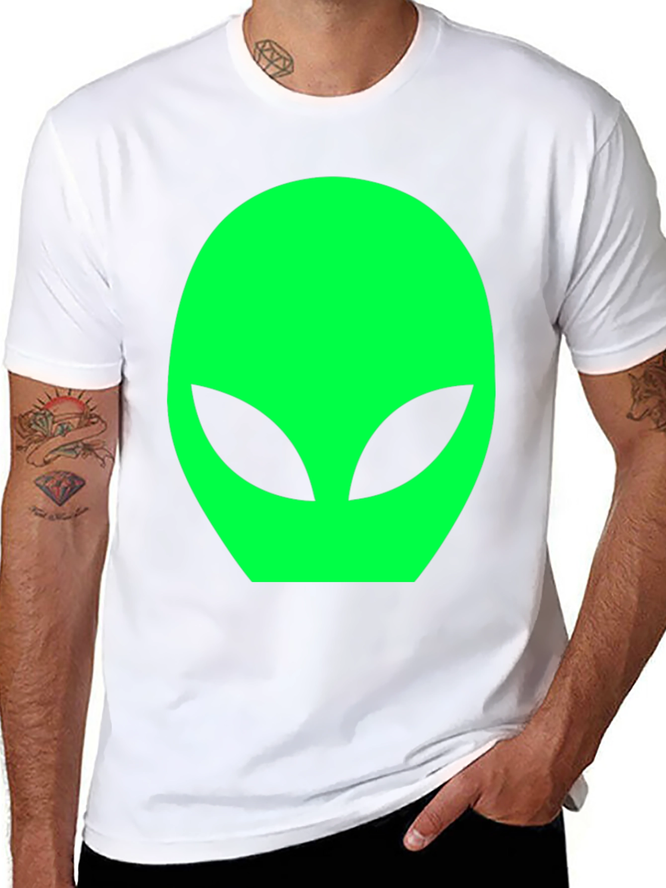 Mens Black Alien Head Graphic T-Shirt
