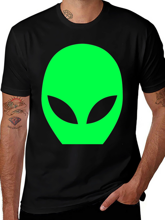 Mens Black Alien Head Graphic T-Shirt