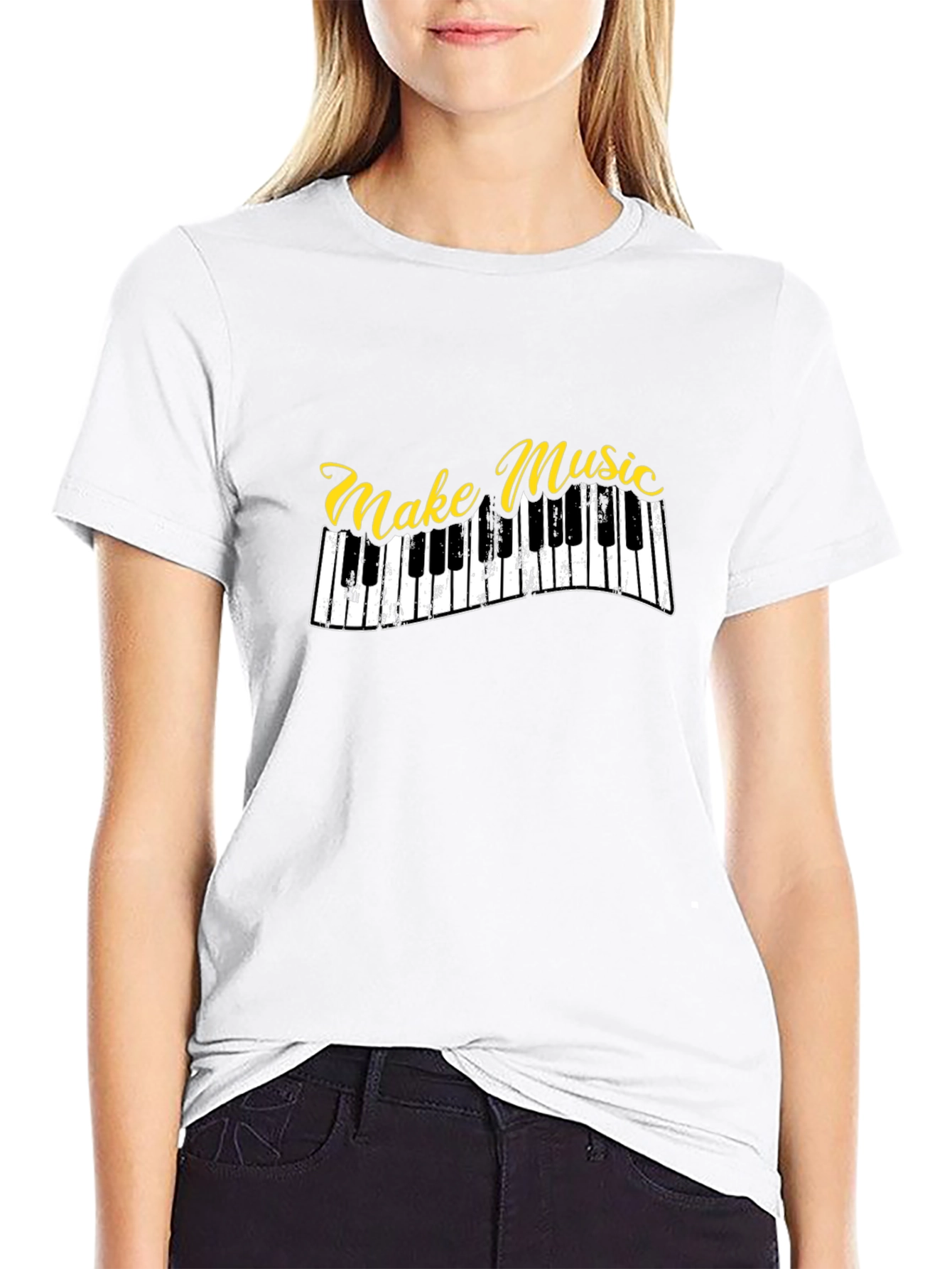 Make Music Piano Keys Graphic Black T-Shirt