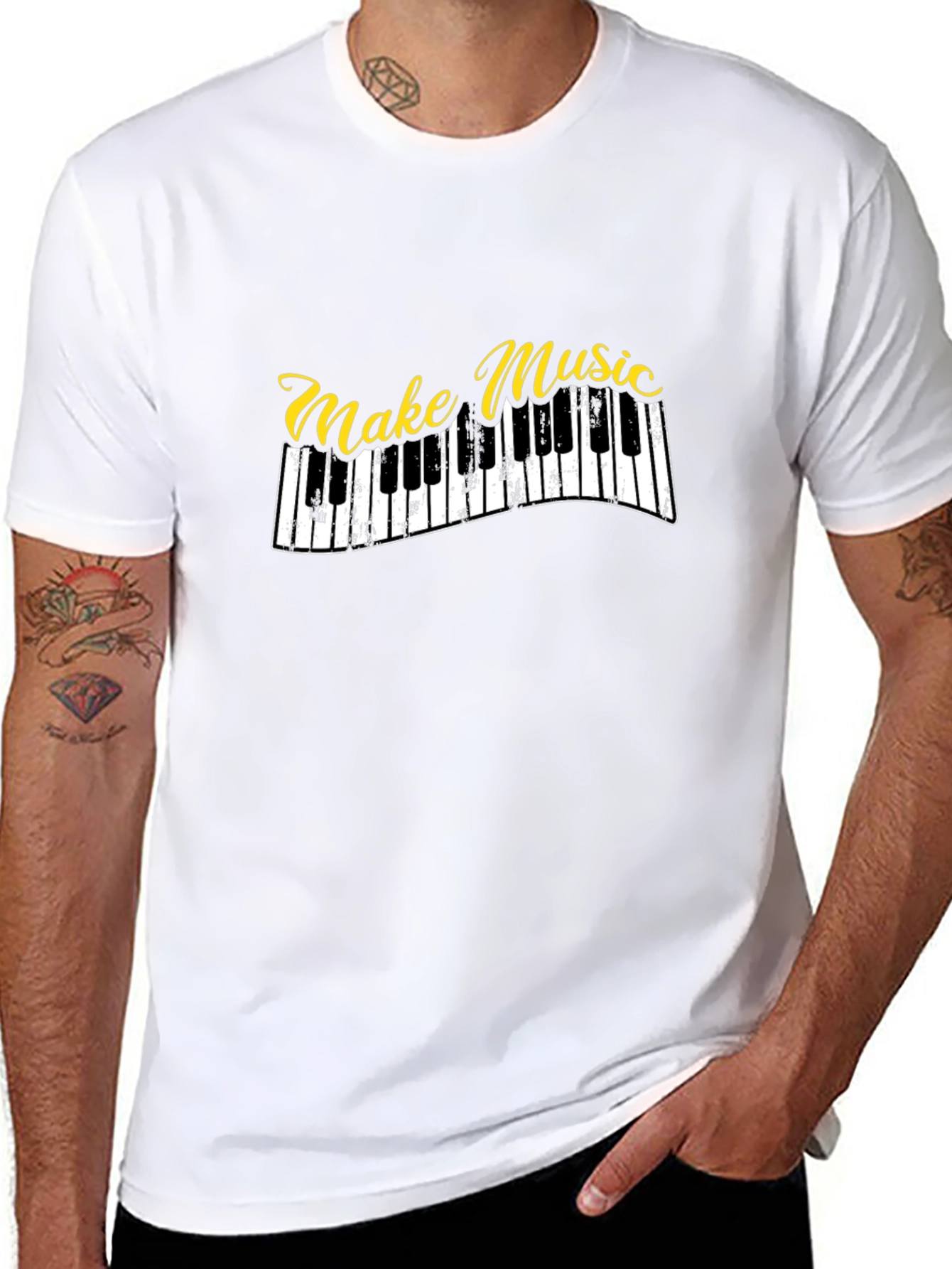 Make Music Piano Keys Graphic Black T-Shirt