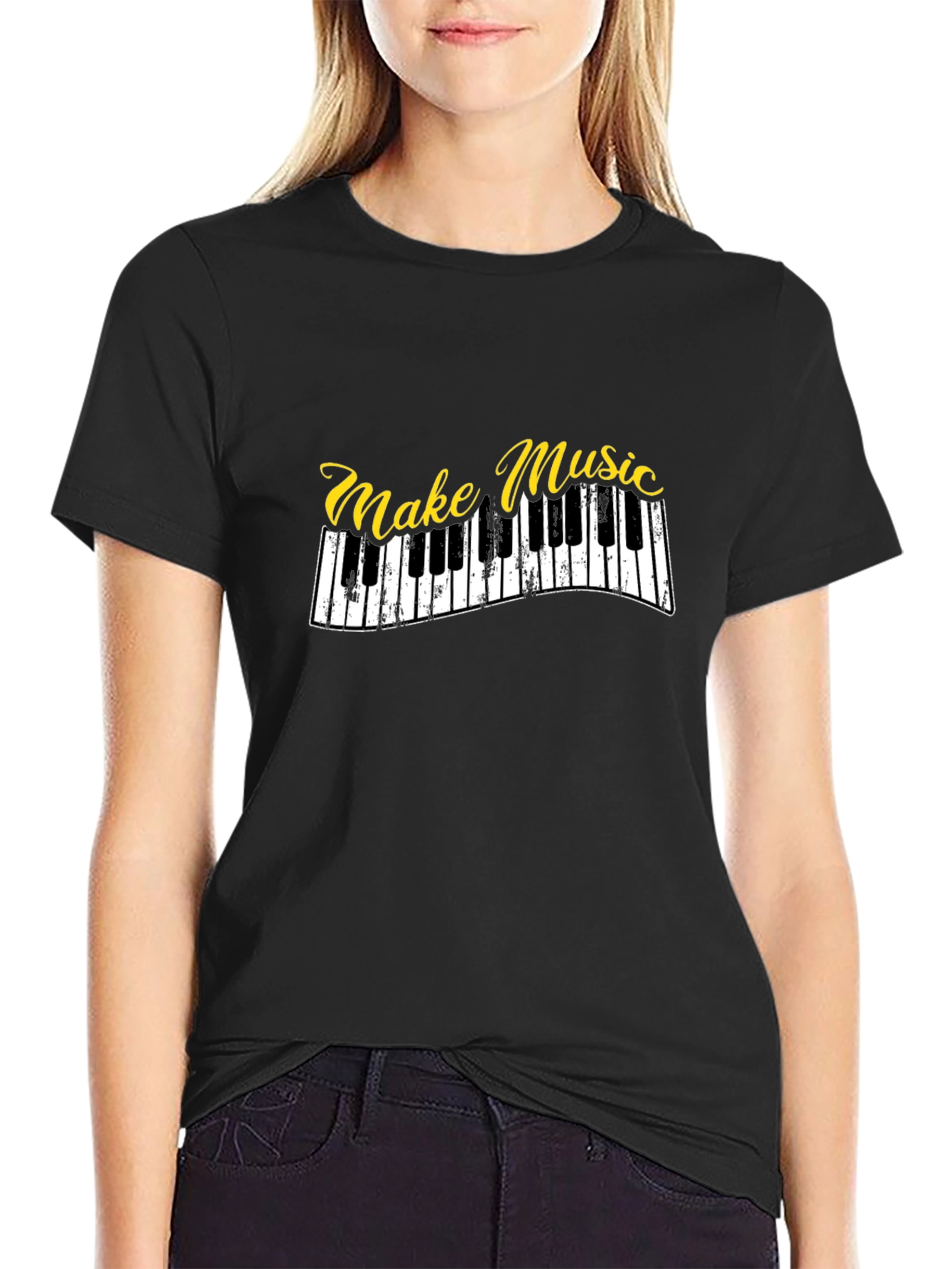 Make Music Piano Keys Graphic Black T-Shirt