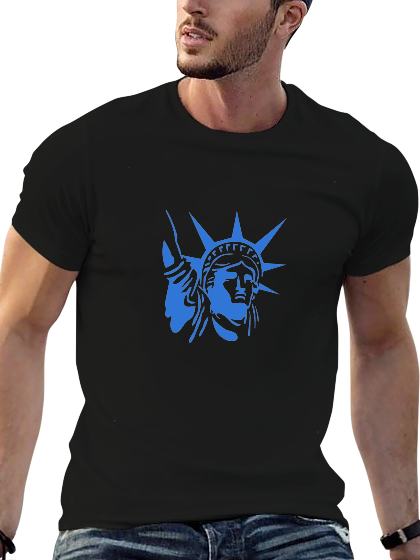 Statue of Liberty Graphic T-Shirt - Cool Blue Design