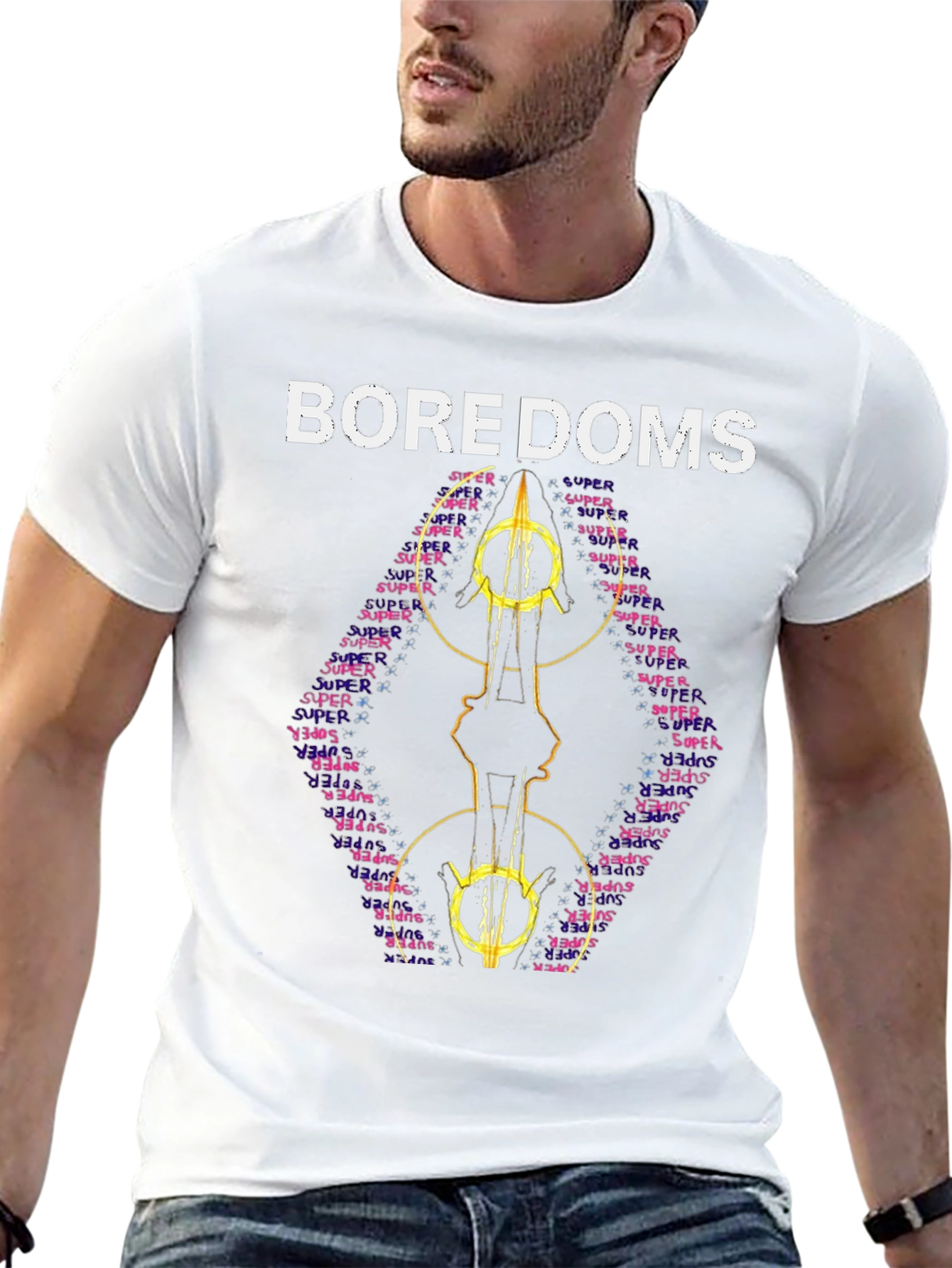 Boredoms Super T-Shirt Band Tee Black Cotton Blend